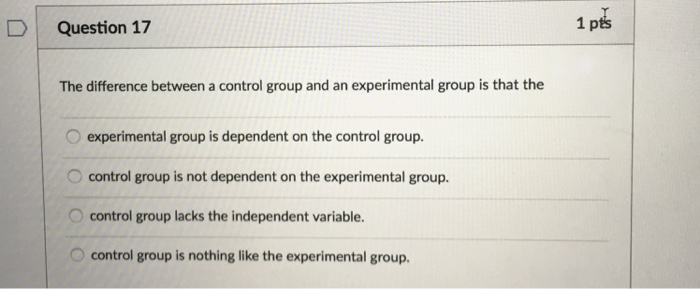 experimental group and control group quizlet