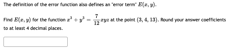Solved The definition of the error function also defines an | Chegg.com