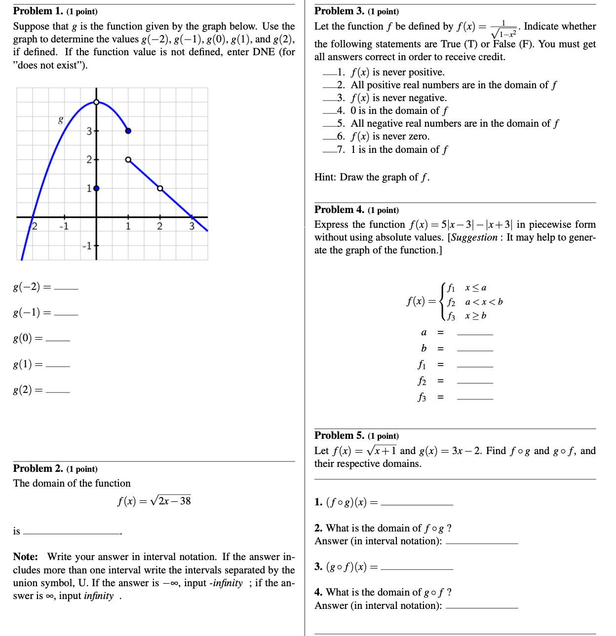 Solved Problem 1 1 ﻿pointsuppose That G ﻿is The Function 7764