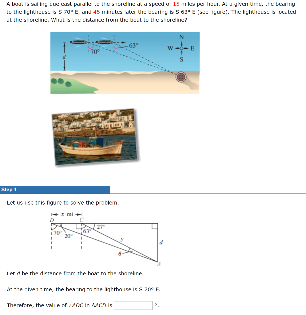 Solved A boat is sailing due east parallel to the shoreline