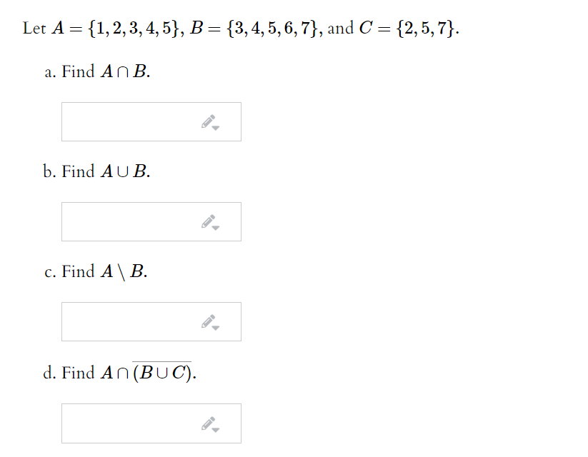 Solved Let A = {1, 2, 3, 4, 5}, B = {3,4,5,6,7}, And C = | Chegg.com