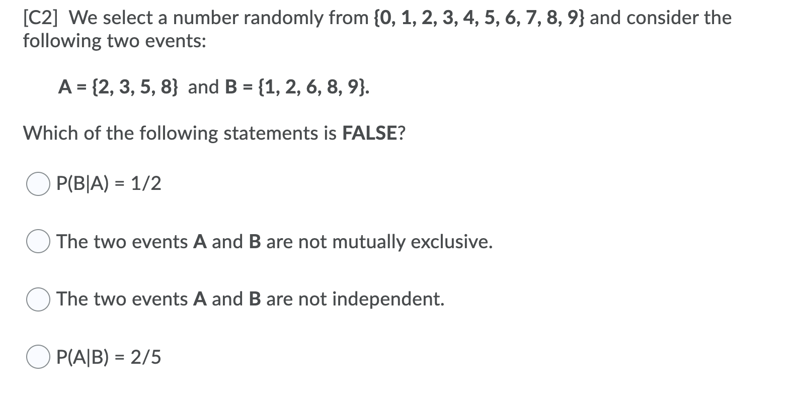 Solved > [C2] We Select A Number Randomly From {0, 1, 2, 3, | Chegg.com