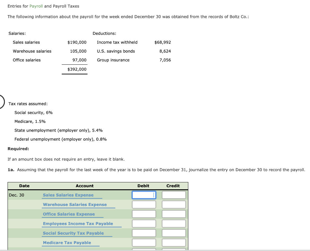 Solved Entries For Payroll And Payroll Taxes The Following | Chegg.com