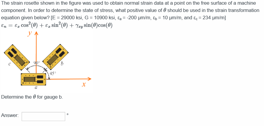 Solved The strain rosette shown in the figure was used to | Chegg.com