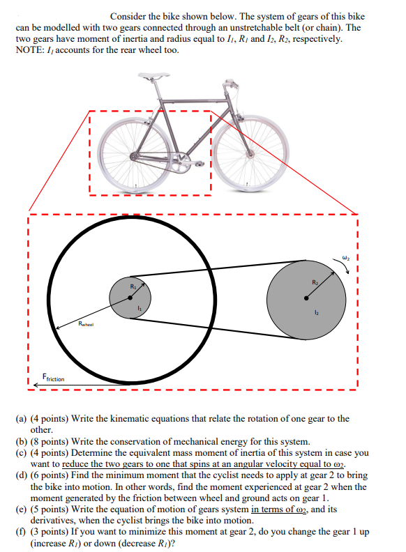 Solved Consider the bike shown below. The system of gears of | Chegg.com