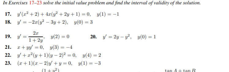 Solved In Exercises 17-23 solve the initial value problem | Chegg.com