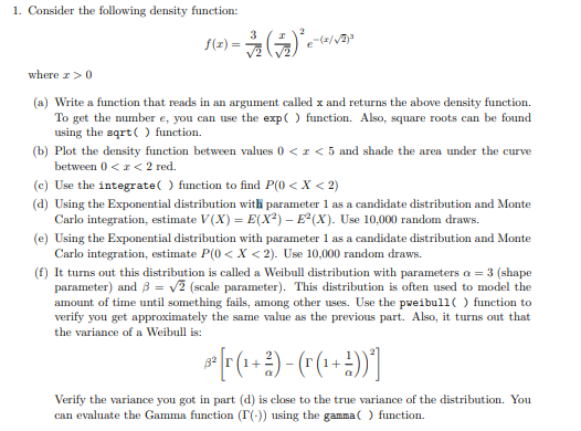 Solved Consider the following density | Chegg.com