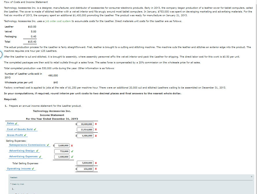 Solved Flow of Costs and Statement Technology