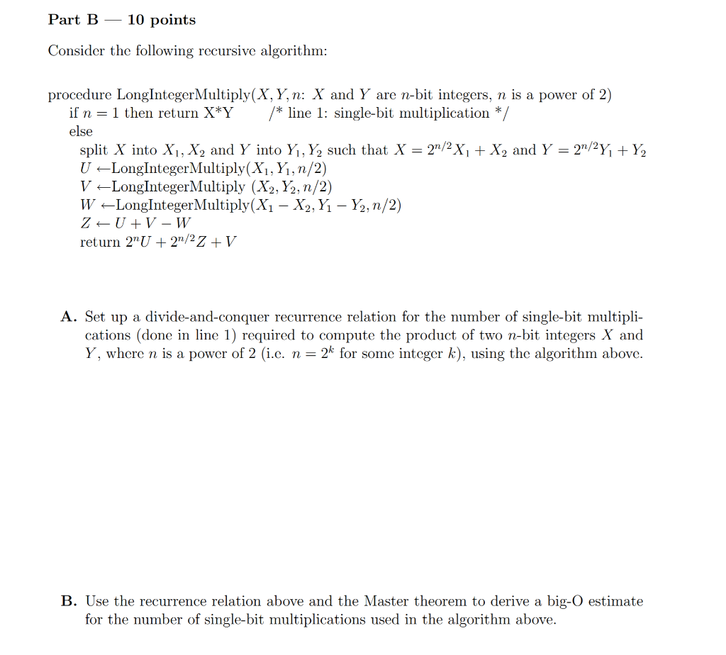 Solved Part B — 10 points Consider the following recursive | Chegg.com