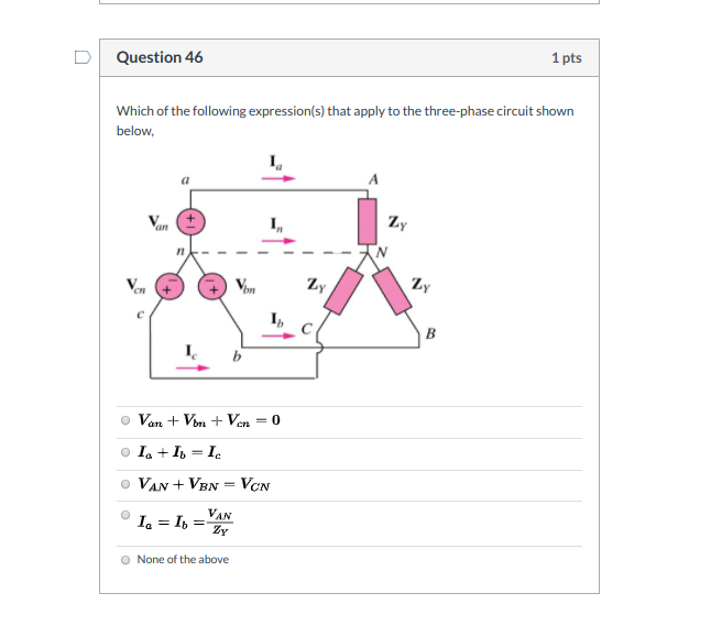 Solved Question 46 1 pts Which of the following | Chegg.com