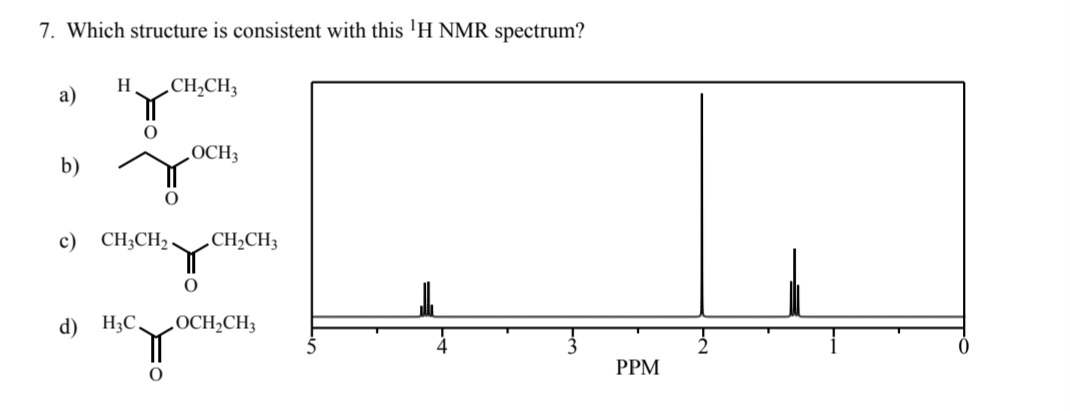 Solved 7. Which structure is consistent with this 1H NMR | Chegg.com
