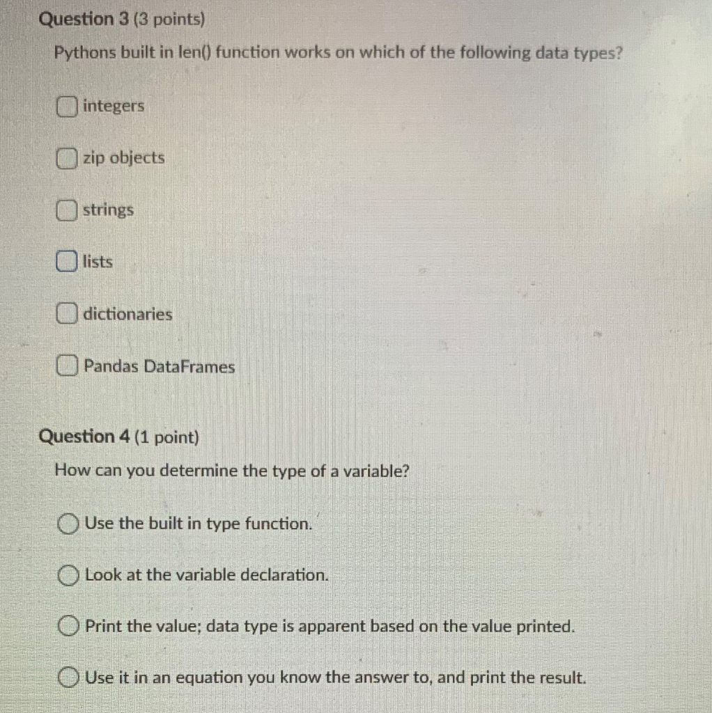 Solved Question Points Pythons Built In Len Function Chegg Com