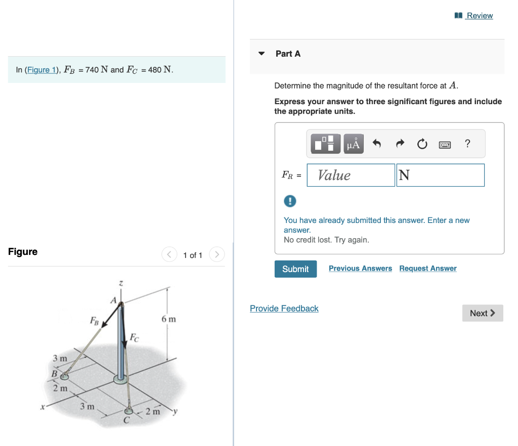 Solved In (Figure 1), FB=740 N and FC=480 N. Determine the | Chegg.com