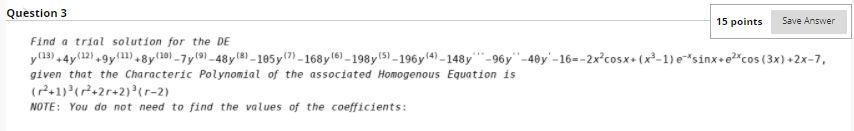 Solved Question 3 15 points Save Answer Find a trial | Chegg.com