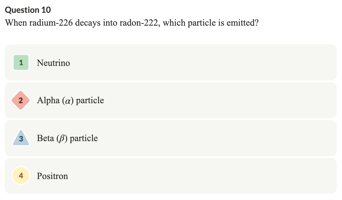 Solved Question 10 When Radium-226 Decays Into Radon-222, | Chegg.com