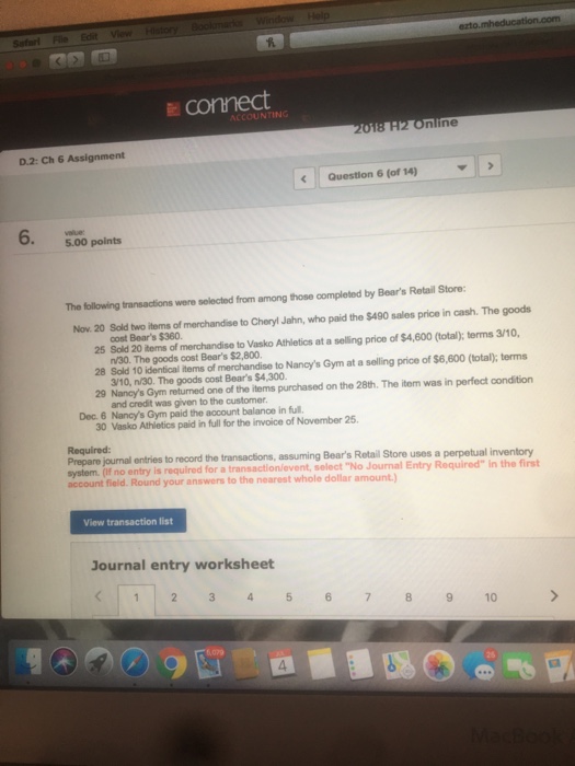 Solved Safarl File Edit View Hi Connect ACCOUNTING Nline Chegg