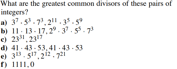 Solved What are the greatest common divisors of these pairs | Chegg.com