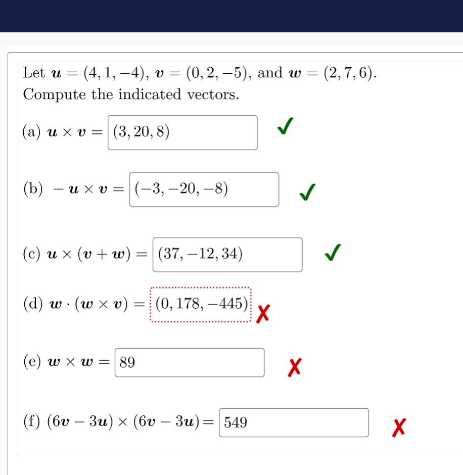 Solved Let U 4 1 4 V 0 2 5 And W Compute T Chegg Com