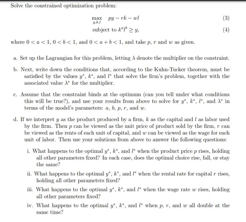 Solve The Constrained Optimization Problem: | Chegg.com