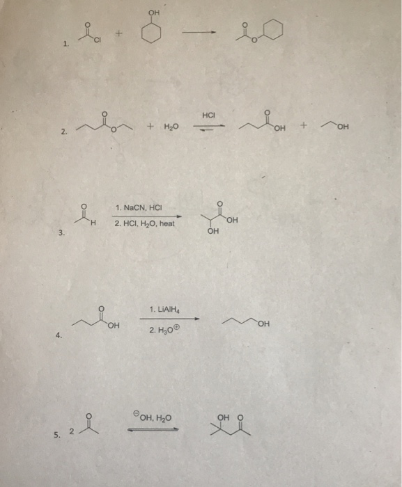 Solved 2. 1. NaCN, HC 2. HCI, H20, heat OH H 3. OH 1. LIAIH4 | Chegg.com