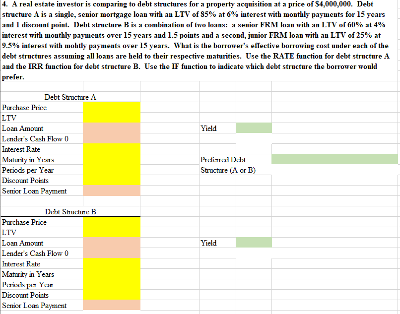 4 A Real Estate Investor Is Comparing To Debt Chegg
