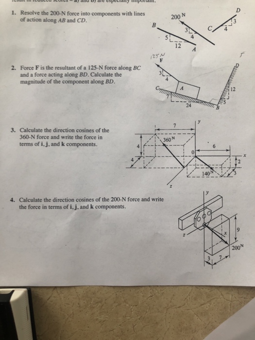 Solved Resolve The 200-N Force Into Components With Lines Of | Chegg.com