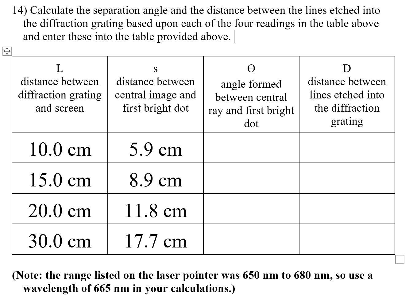 Solved 14) Calculate the separation angle and the distance | Chegg.com
