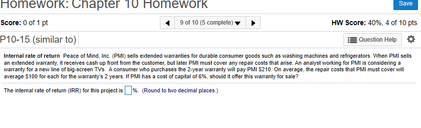 Solved Homework: Chapter 10 Homework Save Score: 0 of 1 pt 9 | Chegg.com