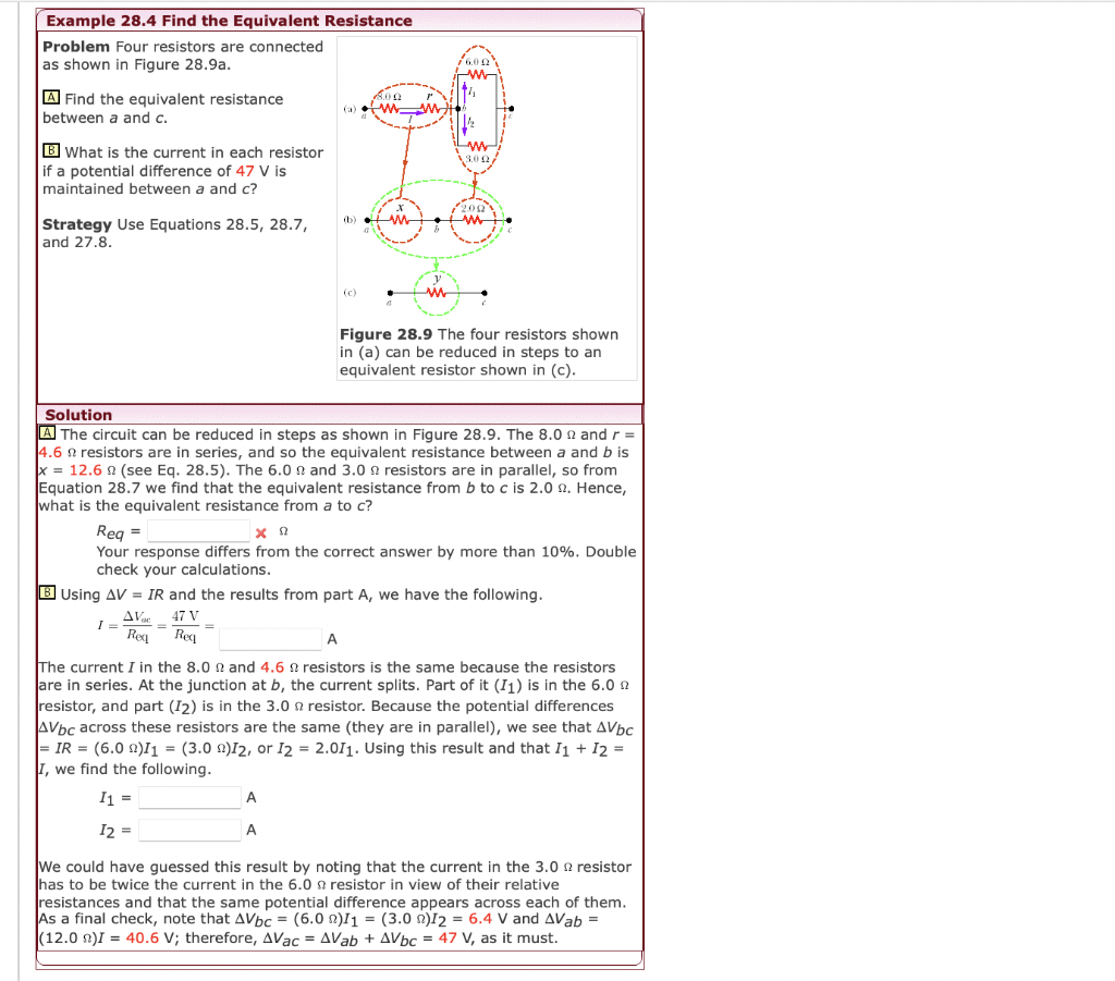 Solved Example 28.4 Find The Equivalent Resistance Problem | Chegg.com