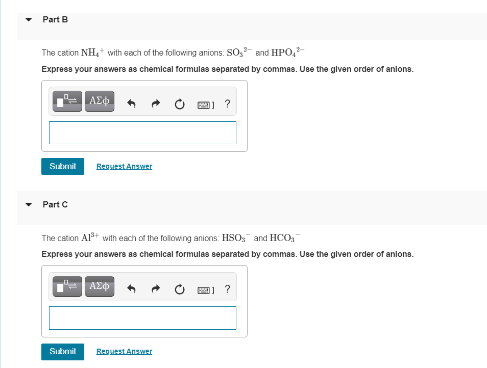 Solved The cation NH4+ with each of the following anions. | Chegg.com