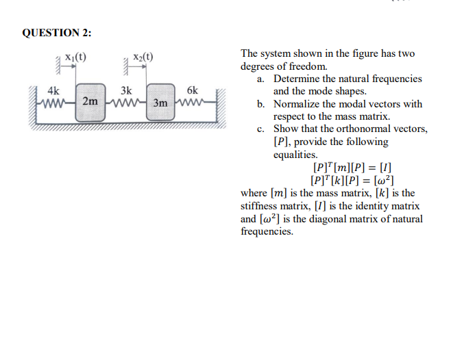 Solved QUESTION 2: The system shown in the figure has two | Chegg.com