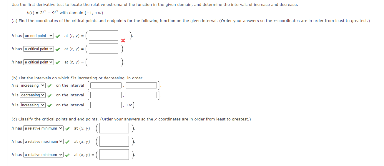 Solved Use the first derivative test to locate the relative | Chegg.com