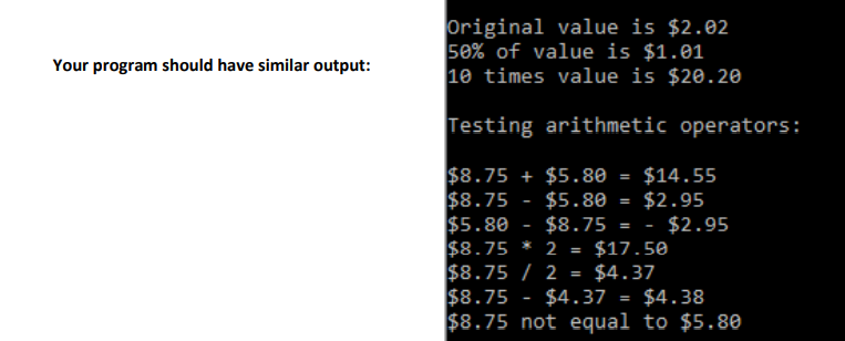 Solved Complete the money operator class, where the | Chegg.com
