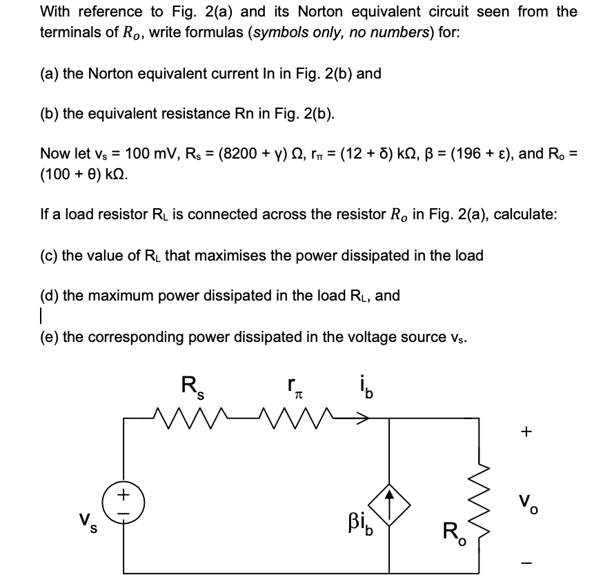 Solved With reference to Fig. 2(a) ﻿and its Norton | Chegg.com