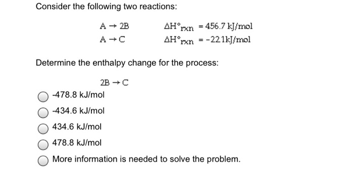 Solved Consider the following two reactions A2B AC AH rxn | Chegg.com