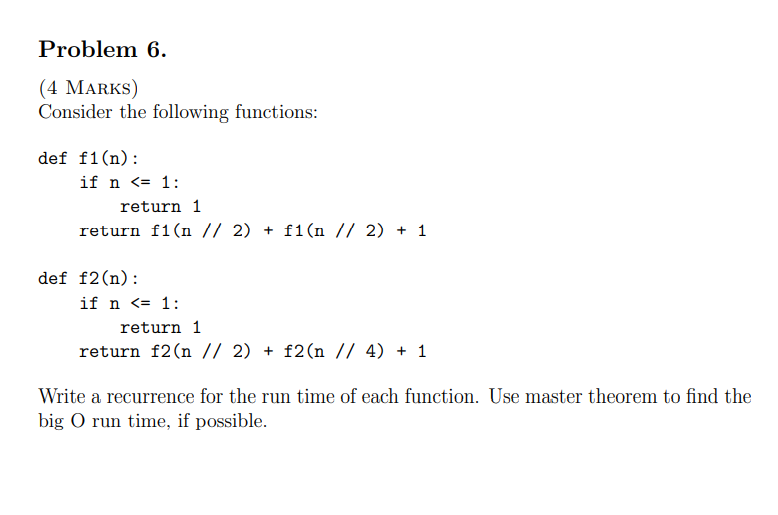 Solved Problem 6. (4 MARKS) Consider the following | Chegg.com