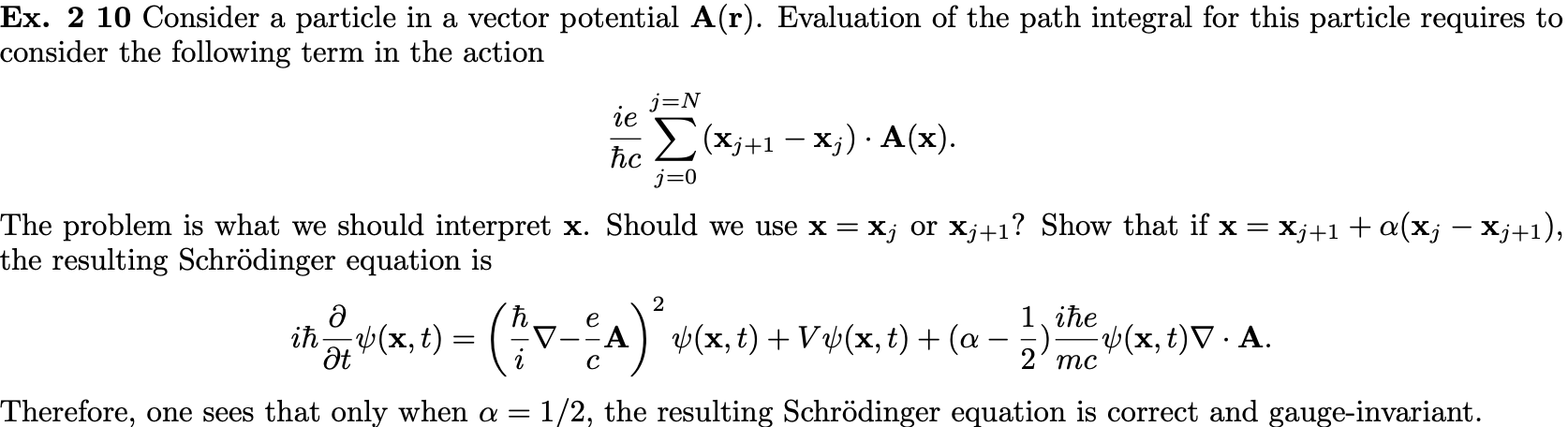 Solved Ex. 2 10 Consider a particle in a vector potential | Chegg.com