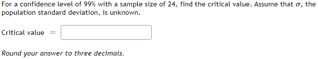 Solved For a confidence level of 99% with a sample size of | Chegg.com