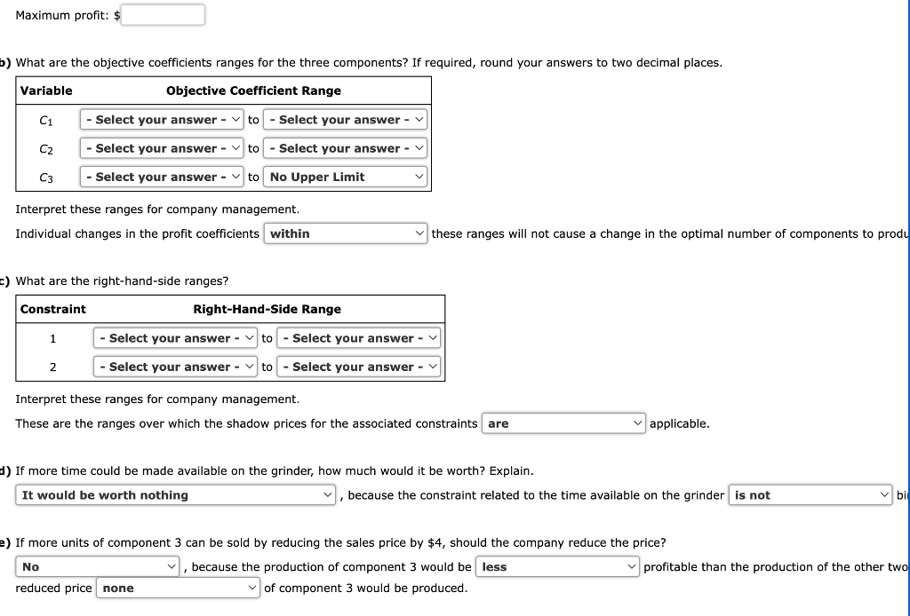 Solved Vollmer Manufacturing makes three components for sale