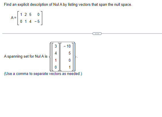 Solved Find an explicit description of Nul A by listing | Chegg.com