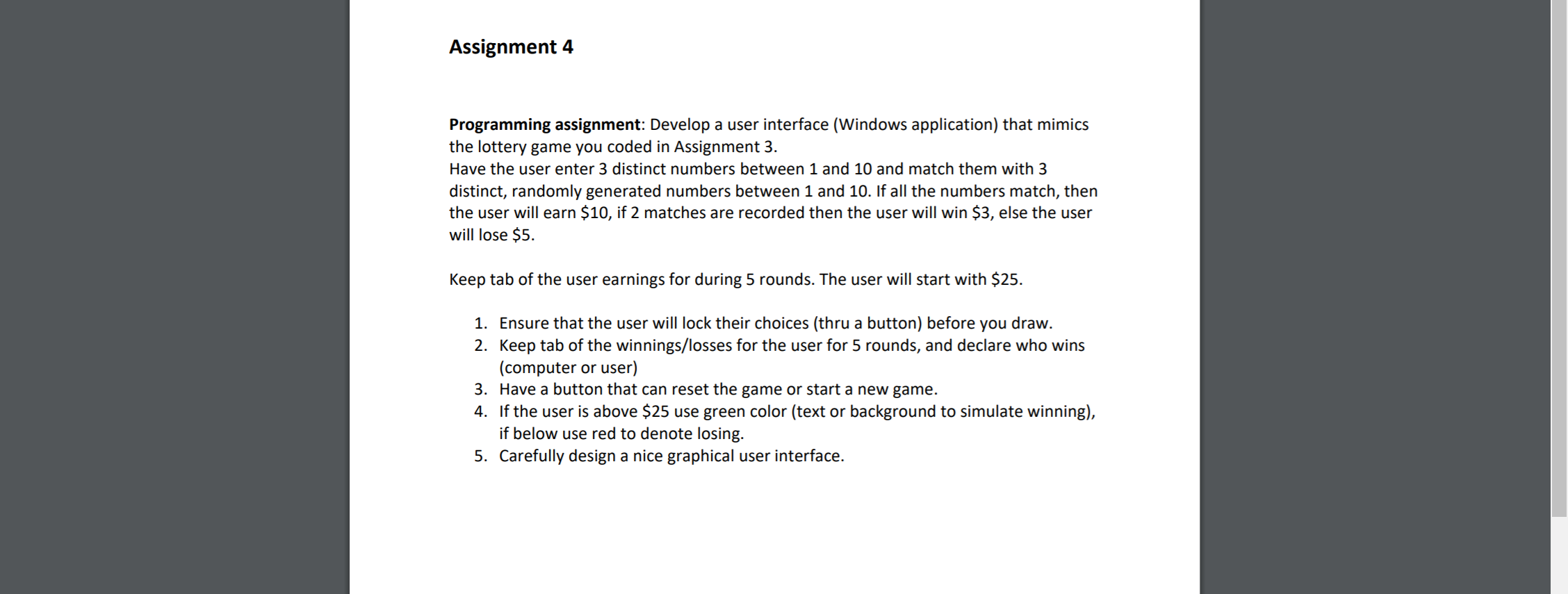 Assignment 4 Programming assignment: Develop a user | Chegg.com