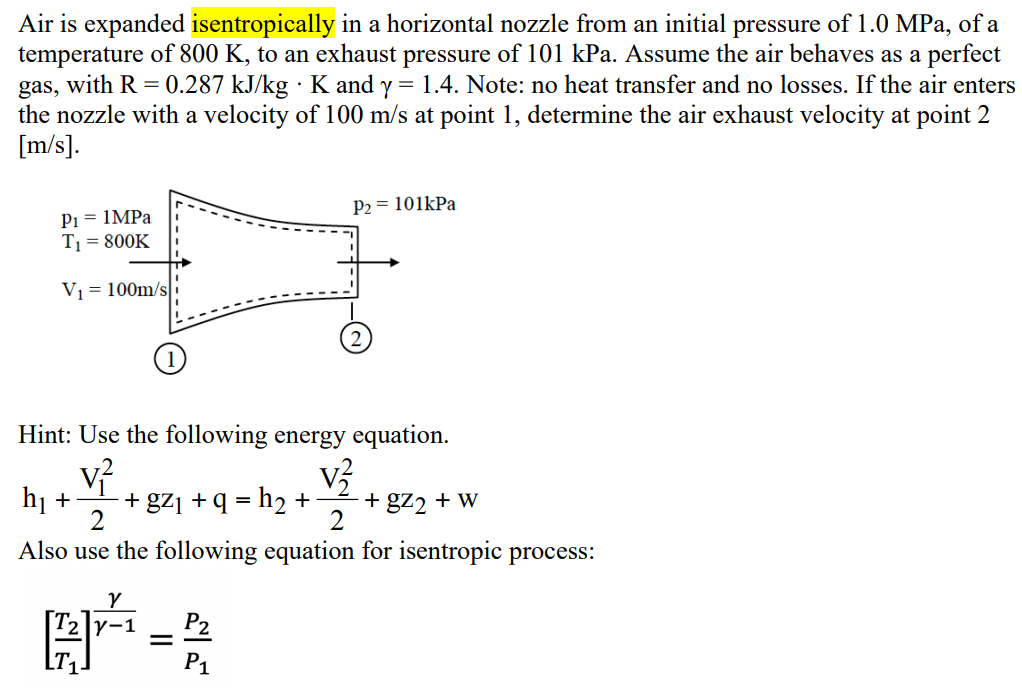solved-air-is-expanded-isentropically-in-a-horizontal-nozzle-chegg