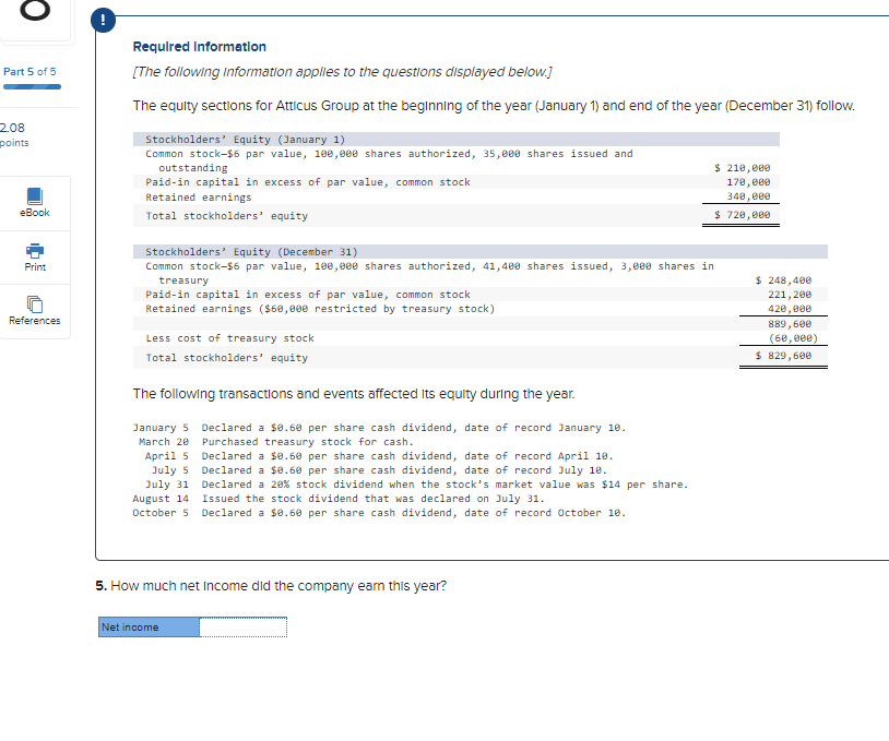 Solved The equity sections for Atticus Group at the