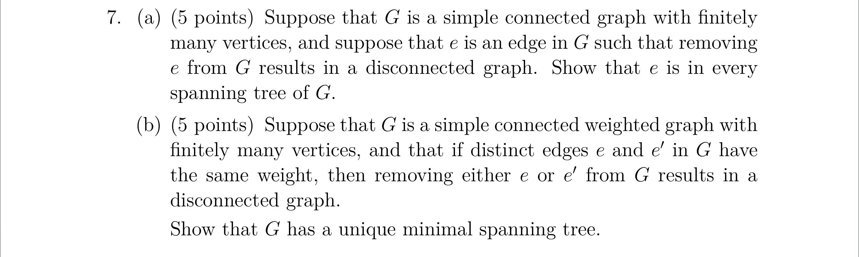 Solved 7. (a) (5 points) Suppose that G is a simple | Chegg.com