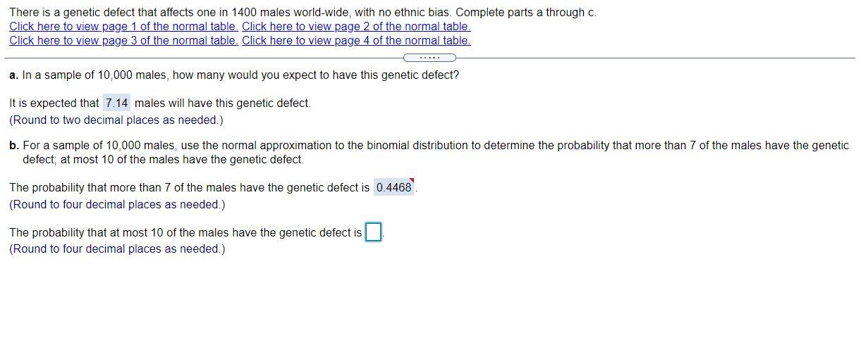 Solved There is a genetic defect that affects one in 1400 | Chegg.com