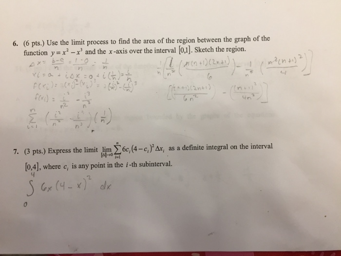 Solved Use the limit process to find the area of the region
