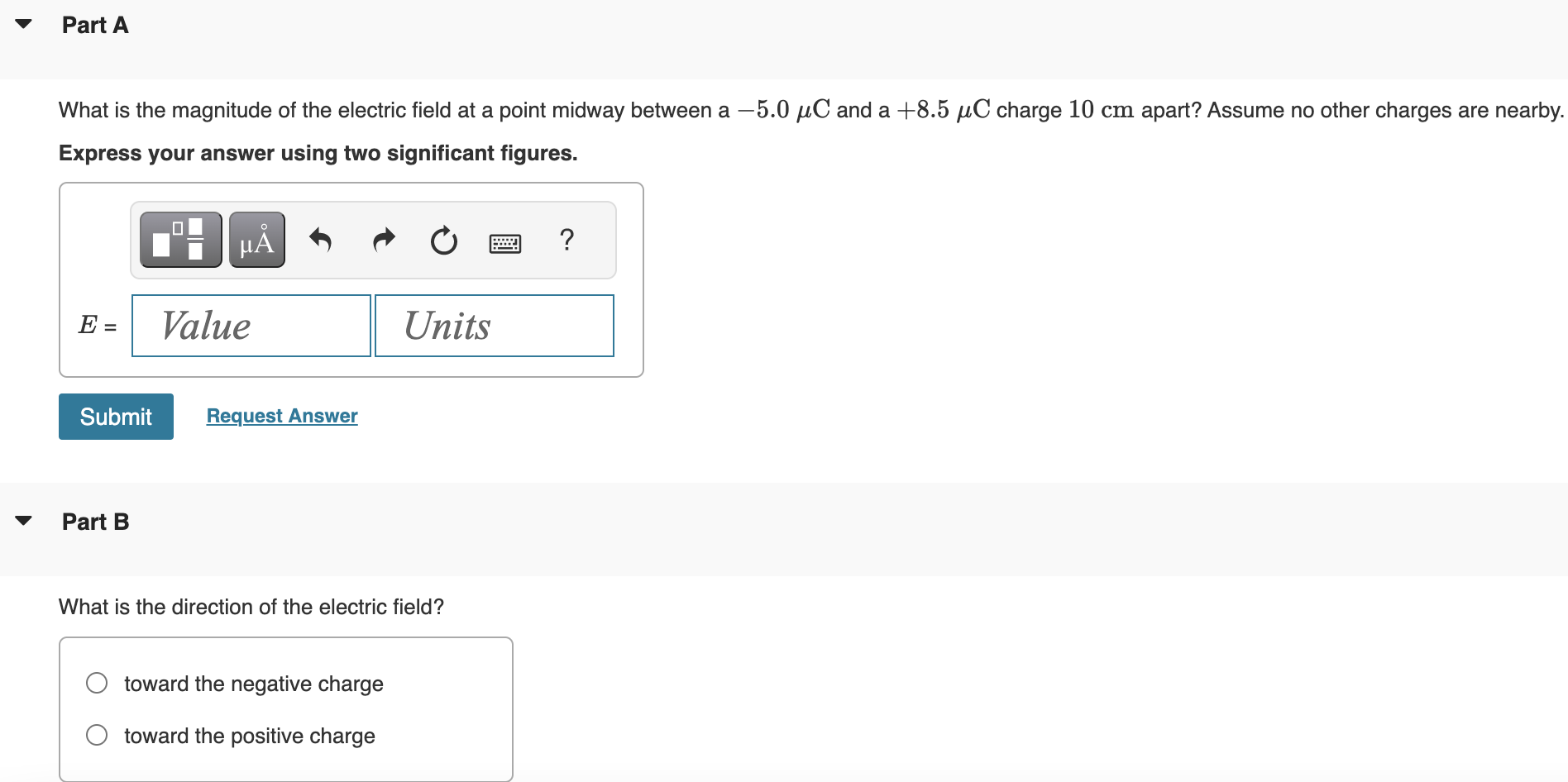 Solved What is the magnitude of the electric field at a | Chegg.com