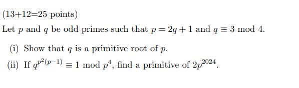 Solved 13 12 25 Points Let P And Q Be Odd Primes Such