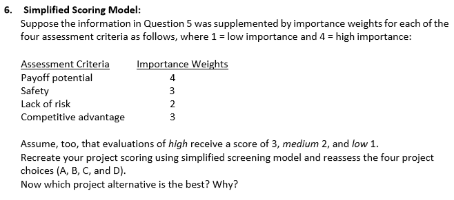 Solved 5. Checklist Model: Consider the following | Chegg.com