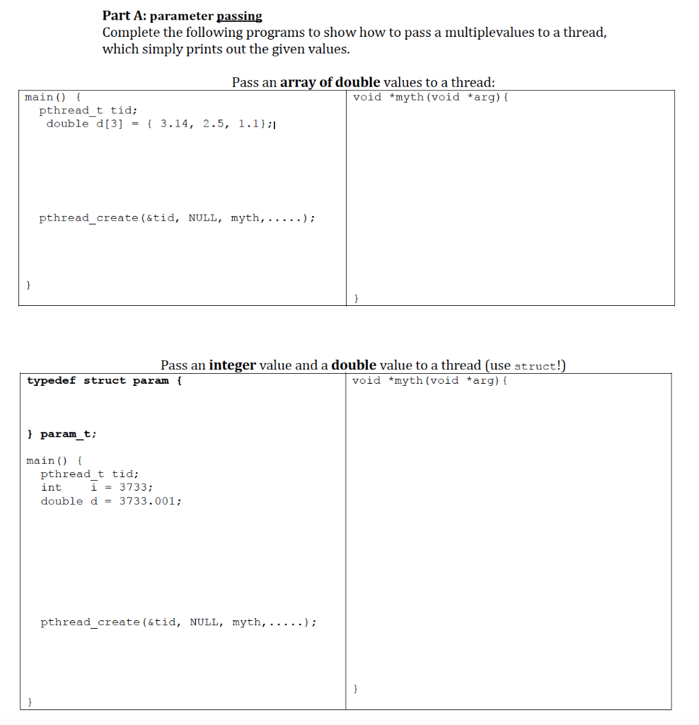 Solved Part A: parameter passing Complete the following | Chegg.com